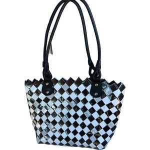 Nahui Ollin Candy Wrapping Paper Medium-Big Purse Bag (with Blk leather straps)